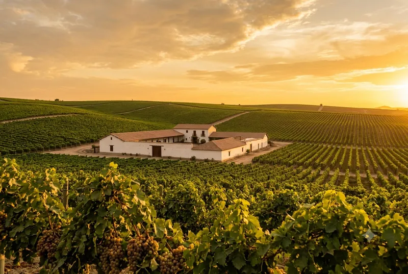 Ica vineyards at sunset — Peru's grape-growing valley and pisco distillery countryside