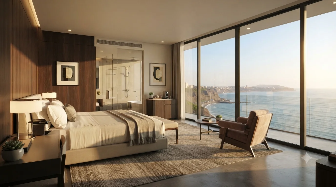 Elegant hotel room with a Pacific Ocean view in Lima