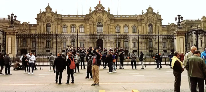 Plaza Mayor de Lima with Government Palace and colonial architecture
